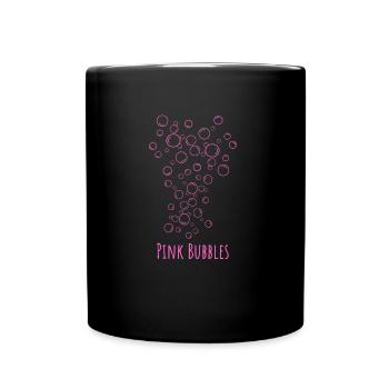 Pink bubbles. Rosa Seifenblasen für die Badewanne - Tasse einfarbig - Schwarz - Vorne