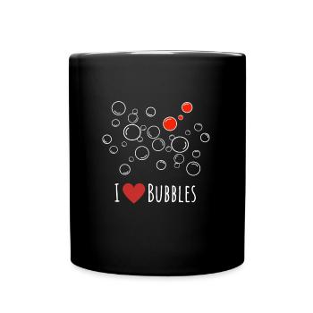 Heart, I love bubbles and red bubbles love me - Tasse einfarbig - Schwarz - Vorne