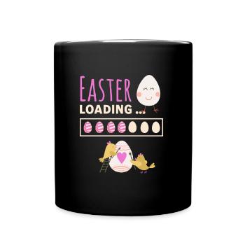 Easter loading - Ostern lädt lustiges Ostermotiv - Tasse einfarbig - Schwarz - Vorne