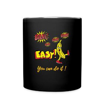 Bam Bam Easy Banana. Motivationsdesigns für Kids - Tasse einfarbig - Schwarz - Vorne