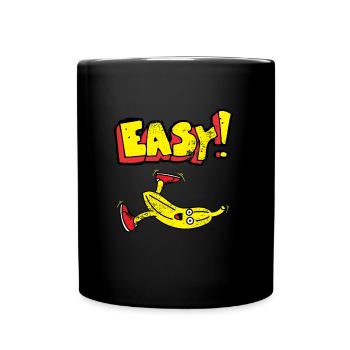 Bam Bam Easy Banana. Design mit Banane für - Tasse einfarbig - Schwarz - Vorne