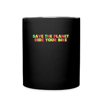 Save the world and ride a bike - Full Colour Mug - black - Front