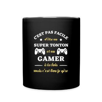 super tonton gamer humour idée cadeau personnalisé - Mug uni - noir - Devant