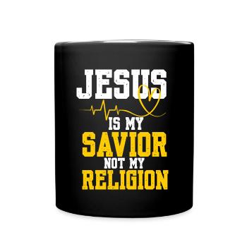 Jesus Is My Savior Gott Religion Kreuz Glaube - Tasse einfarbig - Schwarz - Vorne