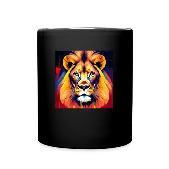 Majestätischer Löwe im Ölgemälde-Stil - Tasse einfarbig - Schwarz - Vorne