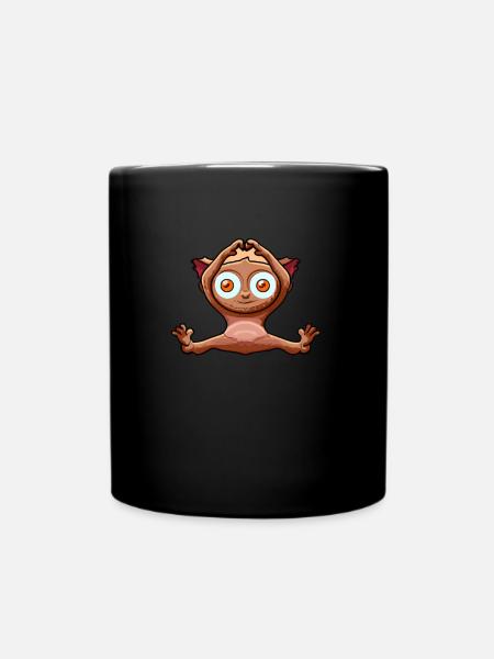 Niedlicher Tarsier beim Yoga - Tasse einfarbig - Schwarz