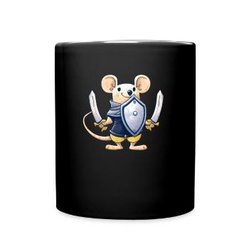 Süße Maus Kawaii Schwert Schild Ritter - Tasse einfarbig - Schwarz - Vorne