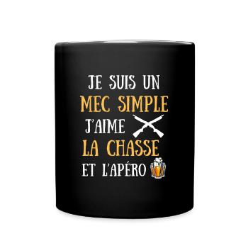 chasse apéro homme humour chasseur sanglier cadeau - Mug uni - noir - Devant