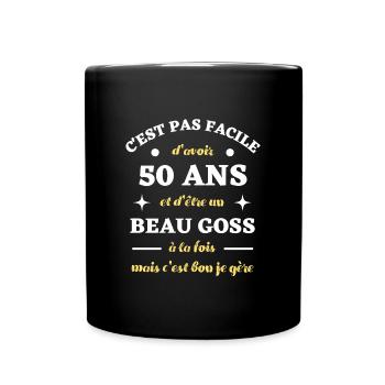 50 ans homme idée cadeau anniversaire beau goss - Mug uni - noir - Devant