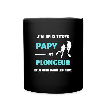 papy plongée sous marine homme humour plongeur - Mug uni - noir - Devant