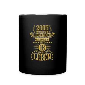18. Geburtstag Sprüche Volljährig Achtzehn Vintage - Tasse einfarbig - Schwarz - Vorne