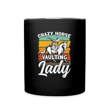 Crazy Horse Vaulting Lady Riding Horses Horseback - Mug uni - noir - Devant