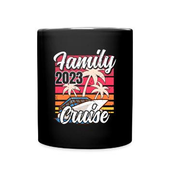 Family Cruise 2023 Retro Summer Boat Sailing - Full Colour Mug - black - Front