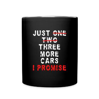 Nur noch drei Autos, ich verspreche lustiges Mechanikerauto - Tasse einfarbig - Schwarz - Vorne