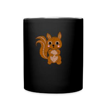 Süßes Kawaii Eichhörnchen - Tasse einfarbig - Schwarz - Vorne