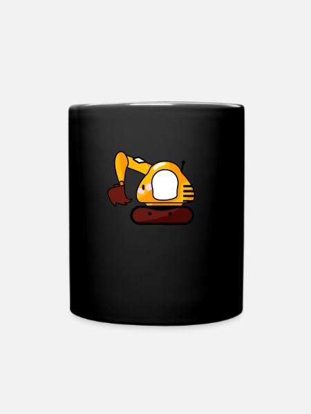 Cute excavator for excavator driver men and boys - Full Colour Mug - black
