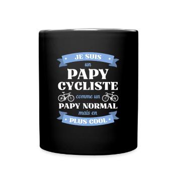 papy cycliste homme humour vélo idée cadeau papi - Mug uni - noir - Devant