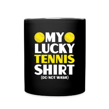 Mein Glücks-Tennis-Outfit nicht waschen - Tasse einfarbig - Schwarz - Vorne