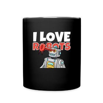 Lustiger cooler Roboter Ingenieur Wissenschaft Kind, das ich liebe - Tasse einfarbig - Schwarz - Vorne