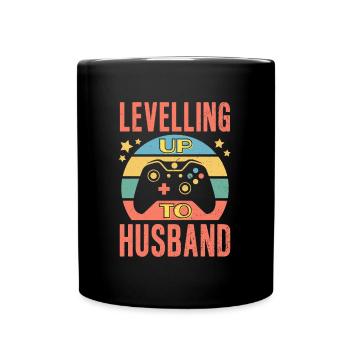 Gamer Ehemann Leveling Up Hochzeit Verlobungsbräutigam - Tasse einfarbig - Schwarz - Vorne