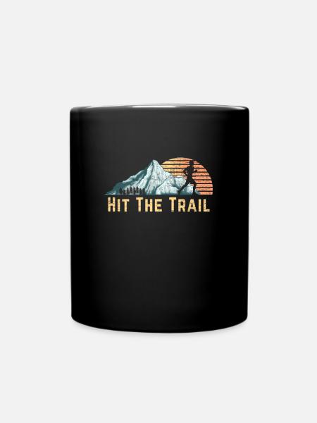 Hit The Trail Vintage Mountain Runner Retro Trail - Mug uni - noir