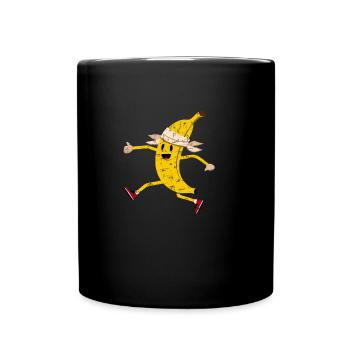 Sweet Kawaii Banana - Jogging, Sprinting, Marathon - Full Colour Mug - black - Front