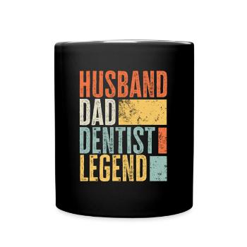 Dentist Husband Dad Legendary Father Best Retro - Full Colour Mug - black - Front