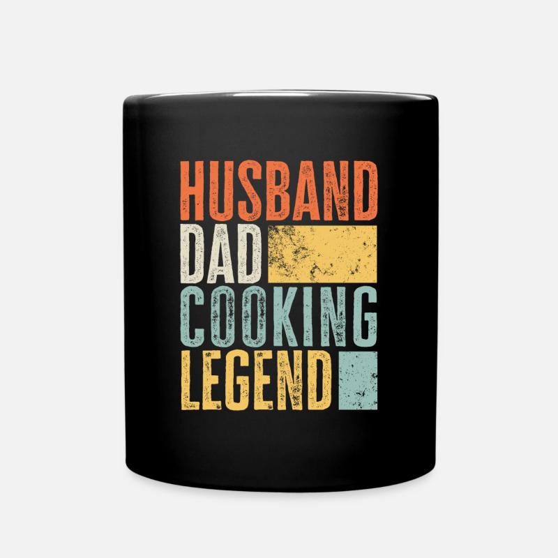 Ehemann Papa Kochlegende Bester Vater Retro - Tasse einfarbig - Schwarz