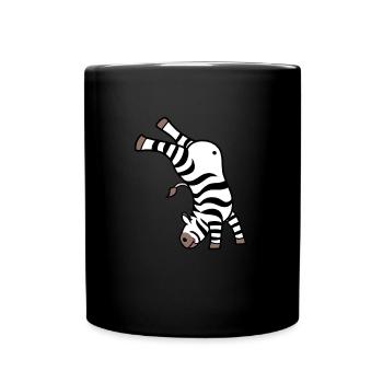 Kawaii Zebra Handstand Design - Tasse einfarbig - Schwarz - Vorne