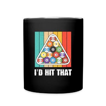 Lustige Billardspieler Billardkugeln Vintage Design - Tasse einfarbig - Schwarz - Vorne