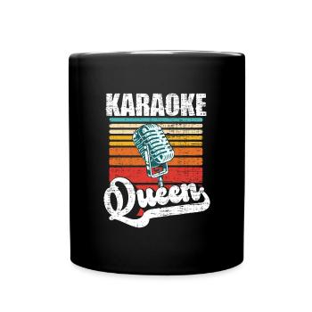 Karaoke Queen Gesang Liebhaber Vintage Mikrofon - Tasse einfarbig - Schwarz - Vorne