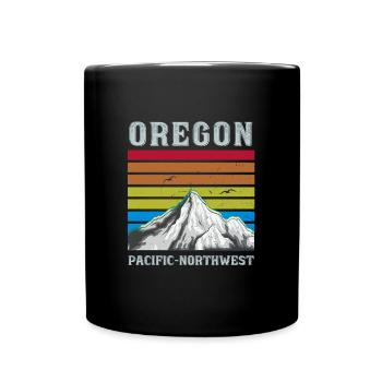 Oregon Portland Mountains Hiking Vintage Pacific - Full Colour Mug - black - Front