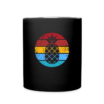 Retro Ananas Fruit Summer Vibes Vintage Aloha - Mug uni - noir - Devant