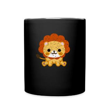 Mignon Kawaii Lion Mignon Lion Signe pour - Mug uni - noir - Devant