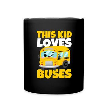 Cet enfant aime les bus Anniversaire Yellow School Bus - Mug uni - noir - Devant