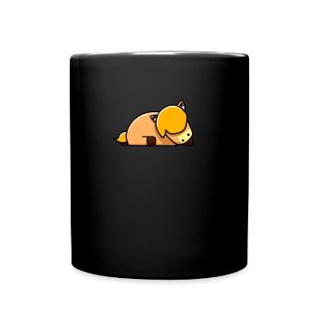 Mignon cheval poney dort - Mug uni - noir - Devant