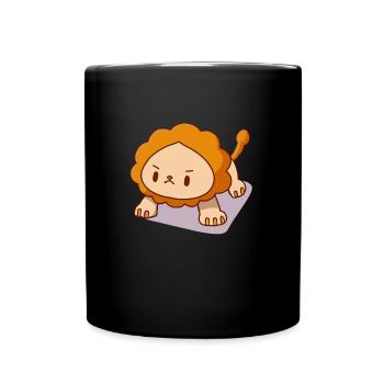Lion Push-ups Kawaii Strenuous Strong - Full Colour Mug - black - Front