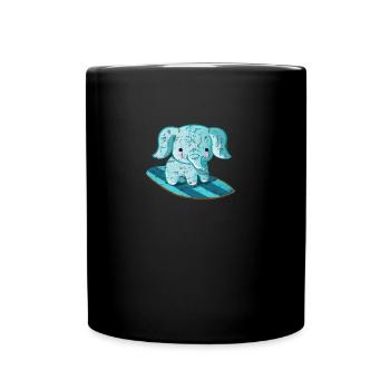süßer kawaii elefant auf surfboard surfer surfen - Tasse einfarbig - Schwarz - Vorne