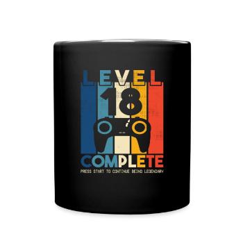 Level 18 complete Gaming Geburtstag - Tasse einfarbig - Schwarz - Vorne