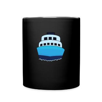 Cruise Ship Design Blue Minimalist - Full Colour Mug - black - Front