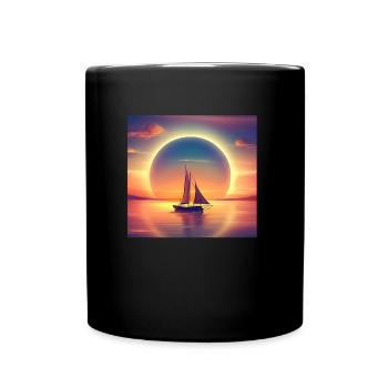 Voilier navigue dans le coucher du soleil Angular - Mug uni - noir - Devant