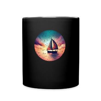 Le voilier navigue dans le sunset grunge - Mug uni - noir - Devant