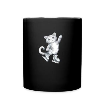 Dessin de chat sur patins - Mug uni - noir - Devant