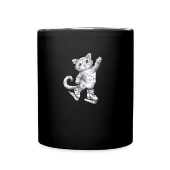 Dessin de chat sur patins - Mug uni - noir - Devant