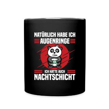 Gaming Nachtschicht Panda - Tasse einfarbig - Schwarz - Vorne