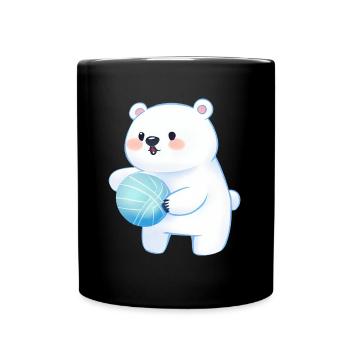 Mignon Polar Bear Polar Bear Volleyball Ball Sports de balle - Mug uni - noir - Devant