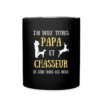 papa chasseur homme humour chasse idée cadeau - Mug uni - noir - Devant