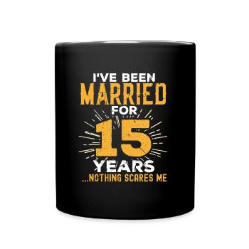 15. Hochzeitstag Lustige Paare Verheiratetes Gif - Tasse einfarbig - Schwarz - Vorne