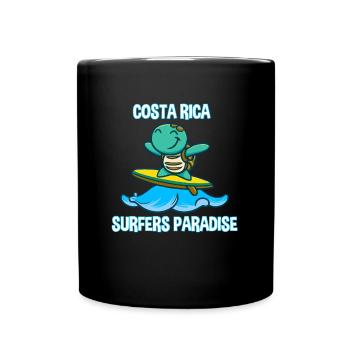 Schildkröte auf Surfbrett im Kawaii-Stil - Costa R - Tasse einfarbig - Schwarz - Vorne