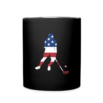 Sport Us Flag Floorball - Tasse einfarbig - Schwarz - Vorne